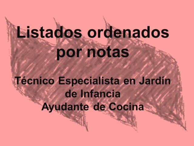 Listados ordenados por nota, de TEJI y Ayudante de Cocina Listados ordenados por nota, de TEJI y Ayudante de Cocina