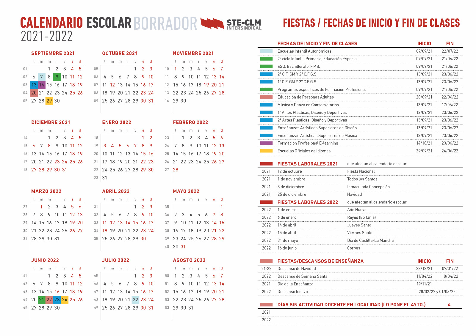 📅 Calendario Escolar Calendario Provisional Curso 2021 2022 En