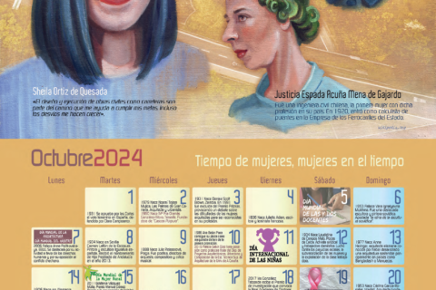 🟣 CALENDARIO MUJER 2024 | Octubre. Ingenieras civiles y arquitectas, CARRETERA Y FERROCARRIL