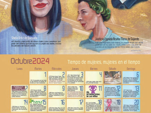 🟣 CALENDARIO MUJER 2024 | Octubre. Ingenieras civiles y arquitectas, CARRETERA Y FERROCARRIL