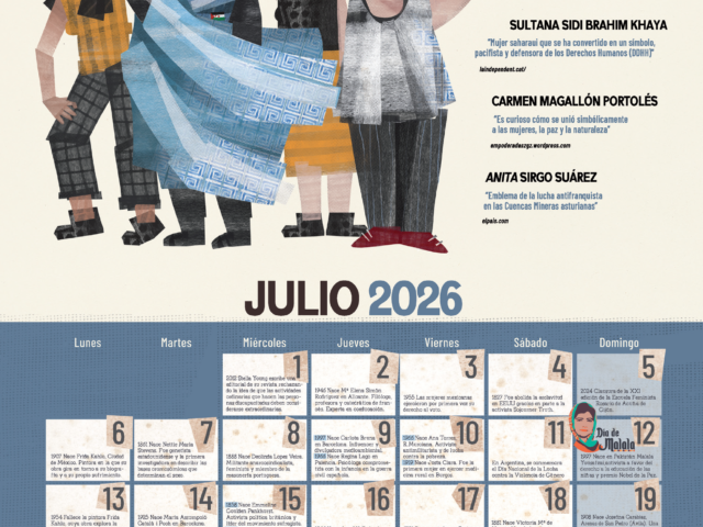 🟣 CALENDARIO MUJER 2026 | Julio. Activistas PACIFISTAS y ANTIMILITARISTAS